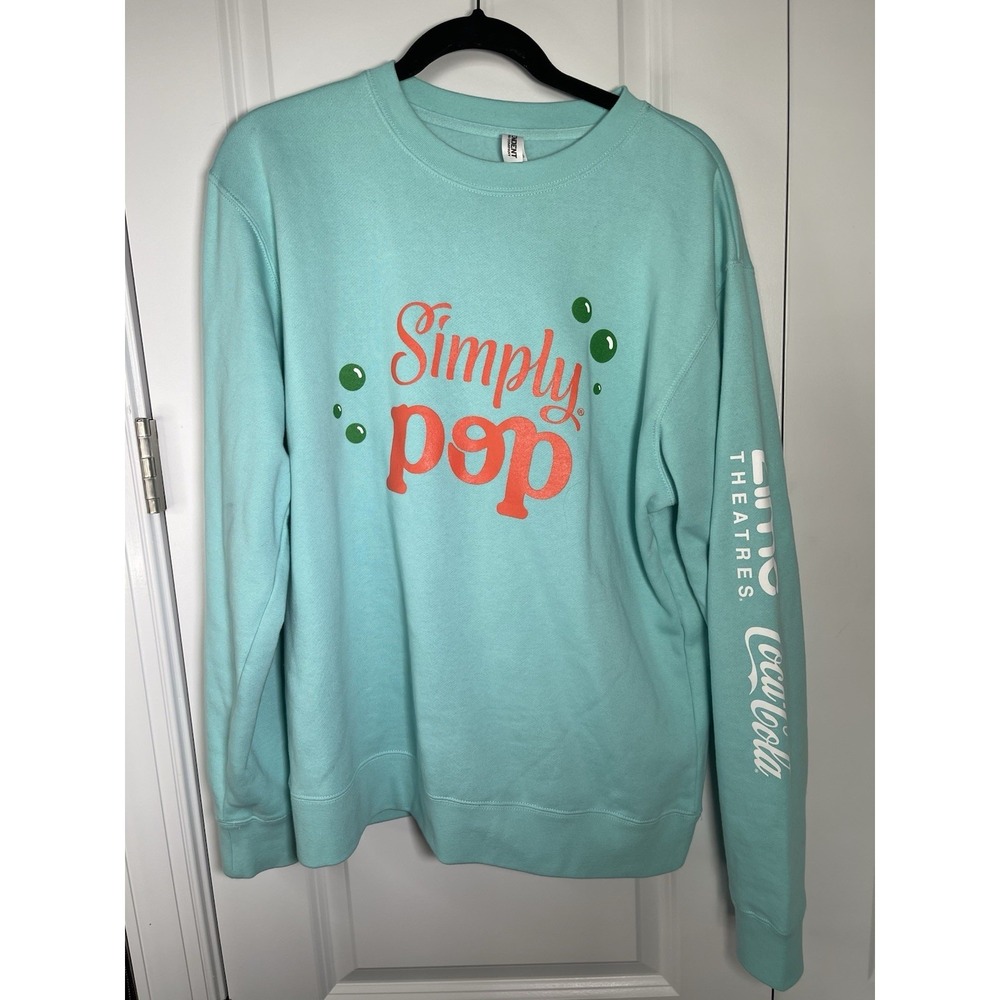 Simply Pop "In My Pop Era" AMC Theatres & CocaCola Aqua crewneck sweatshirt SZ M